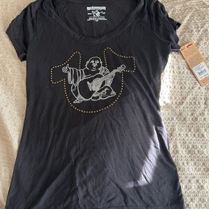 True Religion Black Buddha Graphic Tee